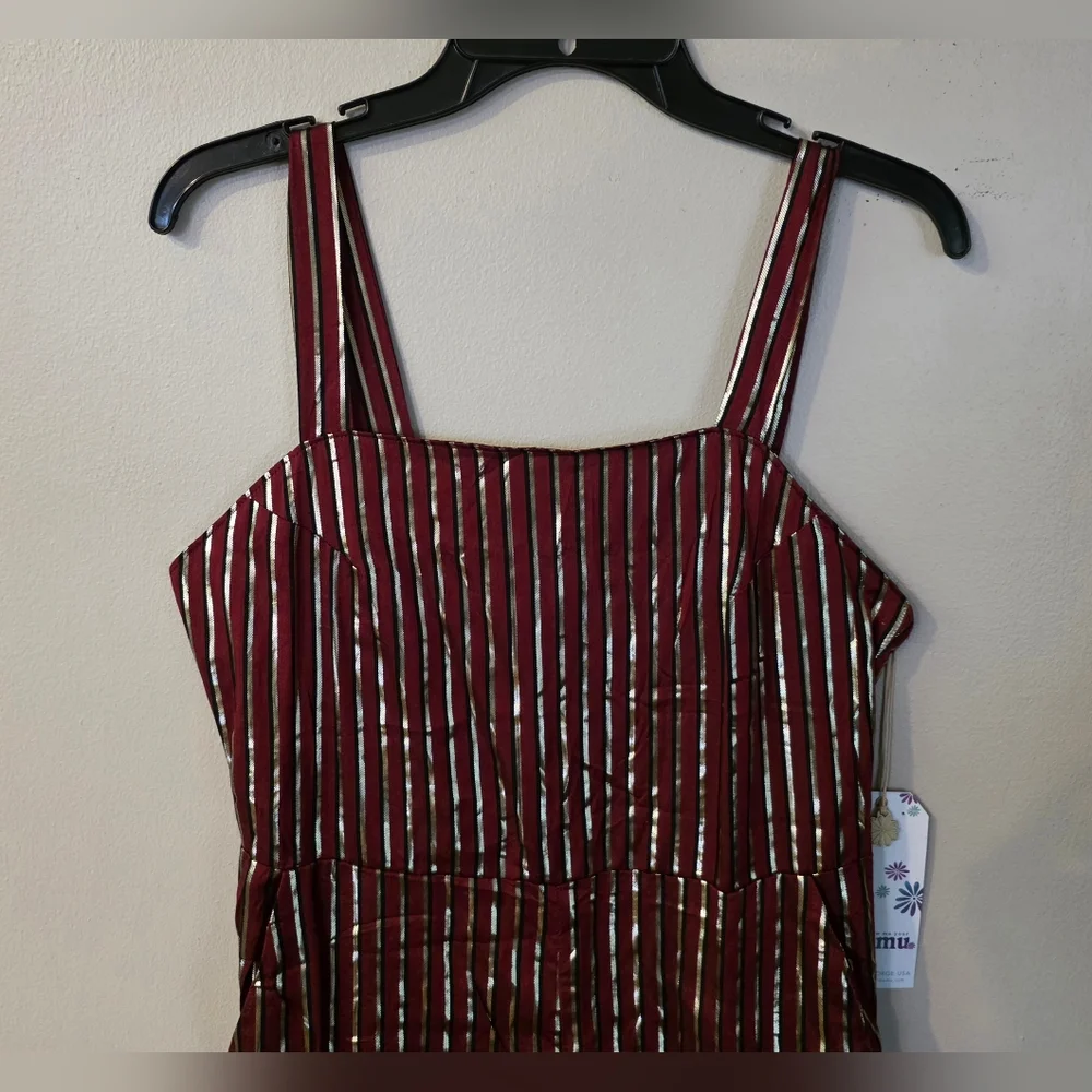 NWT Show Me Your MuMu Yvonne Metallic Striped Jumpsuit Size Small